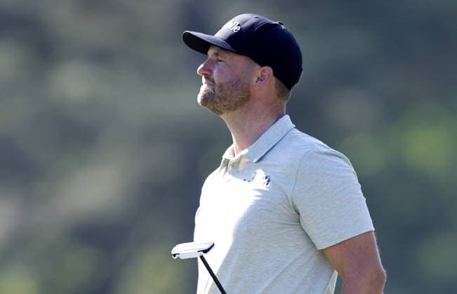 Golf 2026 Masters Tournament - Round 2 Wyndham Clark of the USA reacts after he missed a putt on Hole 8 in Round 2 of the 2026 Masters tournament in August, Georgia, USA, 10 April 2026. Augusta United States  Copyright: xERIKxS.xLESSERx