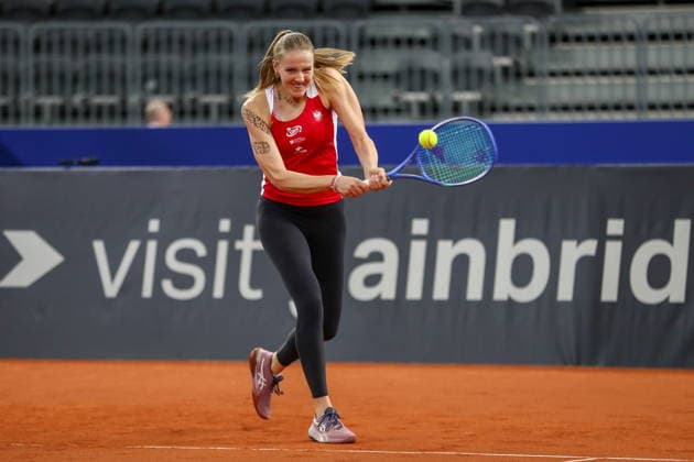 Gliwice 10.04.2026. Tenis Billie Jean King Cup kwalifikacje mecz: Polska - Ukraina --- Tennis Billie Jean King Cup Qualifiers match: Poland - Ukraine nz Martyna Kubka Fot. Kacper Staniec NEWSPIX.PL --- newspix.pl 
