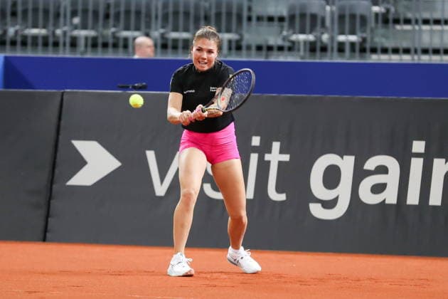 Gliwice 10.04.2026. Tenis Billie Jean King Cup kwalifikacje mecz: Polska - Ukraina --- Tennis Billie Jean King Cup Qualifiers match: Poland - Ukraine nz Oleksandra Olijnykowa Fot. Kacper Staniec NEWSPIX.PL --- newspix.pl 