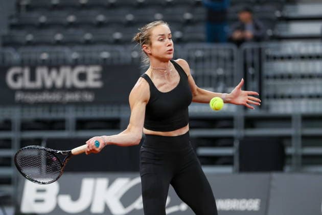 Gliwice 10.04.2026. Tenis Billie Jean King Cup kwalifikacje mecz: Polska - Ukraina --- Tennis Billie Jean King Cup Qualifiers match: Poland - Ukraine nz Elina Switolina Fot. Kacper Staniec NEWSPIX.PL --- newspix.pl 