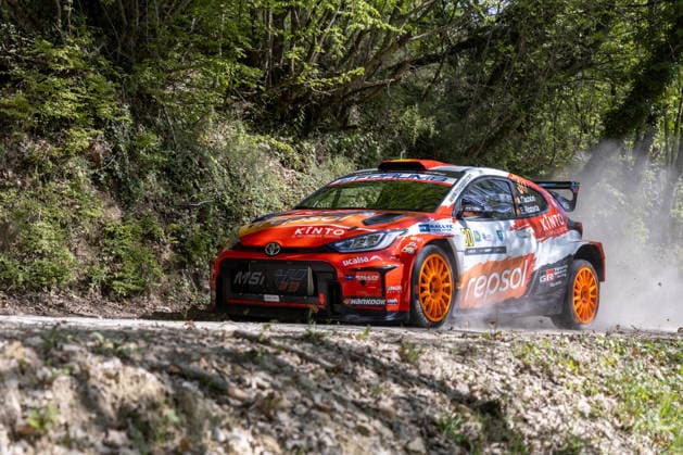 FIA World Rally Championship Croatia - Day Two Alejandro Cachon of Spain and Borja Rozada of Spain from Toyota Espana Team in Toyota GR Yaris competes during Day Two of the FIA World Rally Championship Croatia on April 09, 2026 in village Ukotici, near Pazin, Istria County, Croatia.  SreckoxNiketic PIXSELL