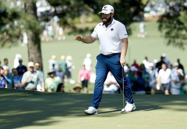 Golf 2026 Masters Tournament - Round 2 Tyrrell Hatton of England reacts after a birdie on Hole 7 in Round 2 of the 2026 Masters tournament in August, Georgia, USA, 10 April 2026. Augusta United States  Copyright: xCHRISxTORRESx