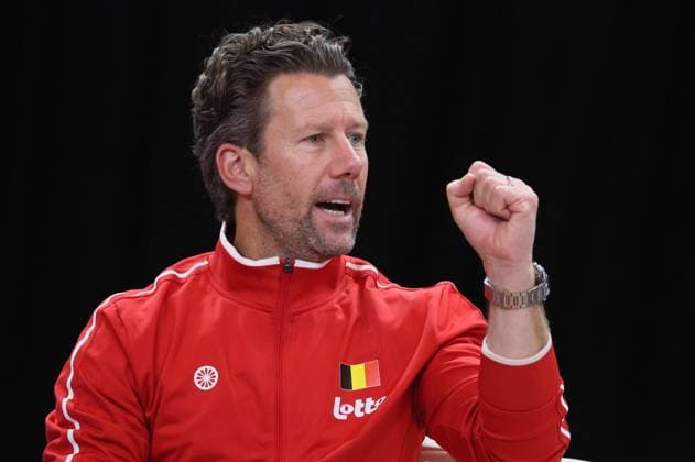 Belgian team captain Wim Fissette pictured during the first game between Belgian Vandewinkel WTA, Tennis Damen 94) and US Jovic (WTA 16) on the first day of tennis matches between Belgium and USA, in the qualifiers of the Billie Jean King Cup tennis, in Oostende, Belgium, on Friday 10 April 2026. The meeting takes place on 10 and 11th April. PHOTO BENOITxDOPPAGNE  x170407328x