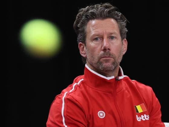 Belgian team captain Wim Fissette pictured during the first game between Belgian Vandewinkel WTA, Tennis Damen 94) and US Jovic (WTA 16) on the first day of tennis matches between Belgium and USA, in the qualifiers of the Billie Jean King Cup tennis, in Oostende, Belgium, on Friday 10 April 2026. The meeting takes place on 10 and 11th April. PHOTO BENOITxDOPPAGNE  x170408950x