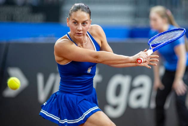 Poland v Ukraine - 2026 Billie Jean King Cup By Gainbridge Qualifiers: Day 1 Marta Kostjuk in action during the 2026 Billie Jean King Cup by Gainbridge Qualifier between Poland and Ukraine at Arena Gliwice,April 10, 2026 in Poland Gliwice Poland  Copyright: xAndrzejxIwanczukx originalFilename:iwanczuk-polandvu260410_np1gY.jpg