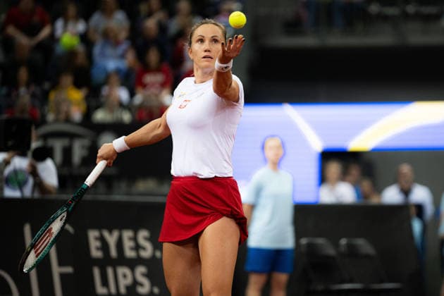 GLIWICE 10.04.2026 TENIS ZIEMNY BILLIE JEAN KING CUP MECZ POLSKA - UKRAINA BILLIE JEAN KING CUP TENNIS MATCH: POLAND - UKRAINE KATARZYNA KAWA FOT. MICHAL TRZPIS 400MM.PL NEWSPIX.PL --- newspix.pl 