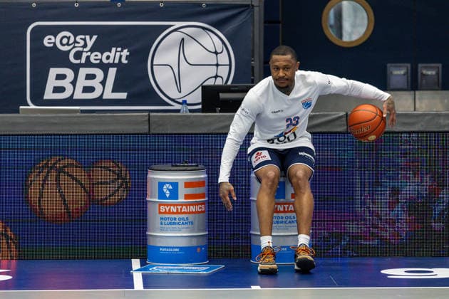 GER, easy Credit Basketball Bundesliga, Syntainics MBC Veolia Towers Hamburg 10 04 2026, Stadthalle, Weißenfels, GER, easy Credit Basketball Bundesliga, Syntainics MBC Veolia Towers Hamburg Charles Callison Syntainics MBC, 23 Â Photo Alexander Trienitz Weißenfels Stadthalle Sachsen Anhalt Germany