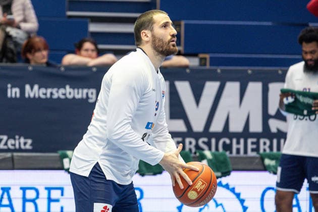 GER, easy Credit Basketball Bundesliga, Syntainics MBC Veolia Towers Hamburg 10 04 2026, Stadthalle, Weißenfels, GER, easy Credit Basketball Bundesliga, Syntainics MBC Veolia Towers Hamburg Nemanja Djurisic Syntainics MBC, 42 Â Photo Alexander Trienitz Weißenfels Stadthalle Sachsen Anhalt Germany