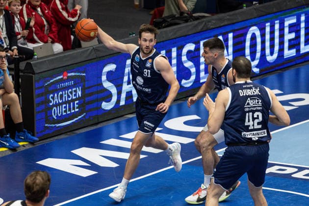 GER, easy Credit Basketball Bundesliga, Syntainics MBC Veolia Towers Hamburg 10 04 2026, Stadthalle, Weißenfels, GER, easy Credit Basketball Bundesliga, Syntainics MBC Veolia Towers Hamburg Spencer Reaves Syntainics MBC, 31 Â Photo Alexander Trienitz Weißenfels Stadthalle Sachsen Anhalt Germany