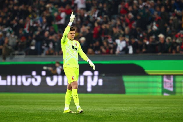 Finn Dahmen (1, FC Augsburg) Tor zum 1 : 0 beim Spiel zwischen FC Augsburg v TSG 1899 Hoffenheim, Fußball, Herren, Bundesliga, 2025 2026, 29.Spieltag am 10.04.2026 in Augsburg, WWK ARENA. DFL and DFB regulations prohibit any use of photographs as image sequences and or quasi-video. Bayern Deutschland *** Finn Dahmen 1, FC Augsburg goal for 1 0 at the match between FC Augsburg v TSG 1899 Hoffenheim, Football, Men, Bundesliga, 2025 2026, 29 Matchday on 10 04 2026 in Augsburg, WWK ARENA DFL and DFB regulations prohibit any use of photographs as image sequences and or quasi video Bayern Germany