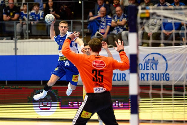 Vincent Buechner ThSV Eisenach, 74 , Joel Birlehm TSV Hannover Burgdorf, 35 GER, ThSV Eisenach vs TSV Hannover Burgdorf, 1 Daikin Handballbundesliga, Handball, 28 Matchday, Season 2025 2026, 19 00 hrs, 10 04 2026 GER, ThSV Eisenach vs TSV Hannover Burgdorf, 1 Daikin Handballbundesliga, Handball, 28 Matchday, Season 2025 2026, 19 00 hrs, 10 04 2026 Eisenach Copyright: xEibner-Pressefoto MartinxHerbstx EP_MHT