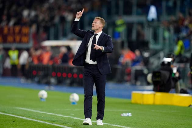 Head Coach Oscar Hiljemark (Pisa SC) gestures, , AS Roma v Pisa SC, Olimpico Stadium, April 10, 2026, Roma, Italy.