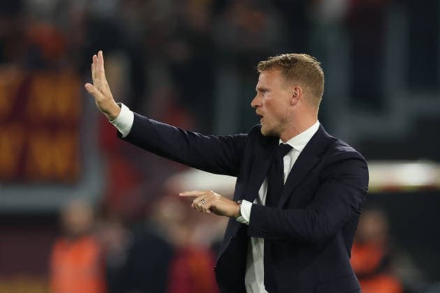 April 10, 2026, Rome, Lazio, Italy: Oscar Hiljemark coach of Pisa reacts during Serie A soccer match AS Roma - Pisa SC Stadio Olimpico on April 10, 2026 in Rome , Italy. Rome Italy - ZUMAl131 20260410_zsp_l131_006 Copyright: xCiroxDexLucax