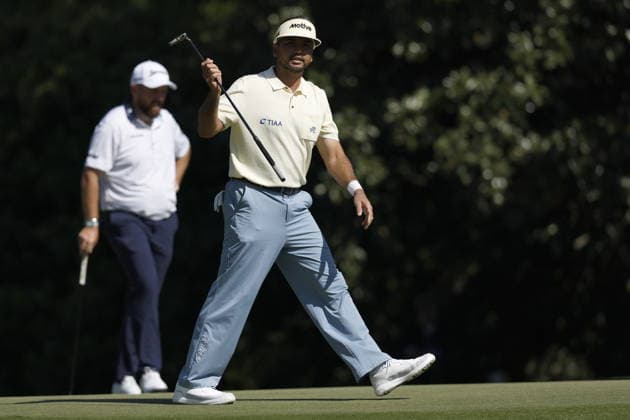 Golf 2026 Masters Tournament - Round 2 Jason Day of Australia reacts following a bogey at Hole 11 in Round 2 of the 2026 Masters tournament in August, Georgia, USA, 10 April 2026. Augusta United States  Copyright: xERIKxS.xLESSERx