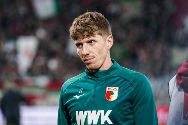 Soccer Germany 1 Bundesliga 2025 2026 Matchday 29, 10 04 2026 FC Augsburg vs TSG Hoffenheim WWK Arena Augsburg, Germany Kristijan Jakic FC Augsburg Copyright: xLUKAxKOLANOVICx