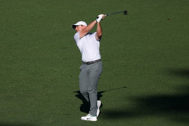 Golf 2026 Masters Tournament - Round 2 Rory Mcllroy of Northern Ireland hits on the 15th hole during Round 2 of the 2026 Masters tournament in August, Georgia, USA, 10 April 2026. Augusta United States  Copyright: xCHRISxTORRESx