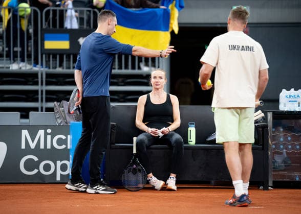 Katarzyna Kawa Vs Elina Svitolina - Billie Jean King Cup Qualifiers. Elina Svitolina is seen during the Billie Jean King Cup Qualifiers, women s singles tennis match at the PreZero Arena in Gliwice, Poland, on April 10, 2026. Gliwice Poland  Copyright: xMarcinxGolbax originalFilename:golba-katarzyn260410_np42S.jpg
