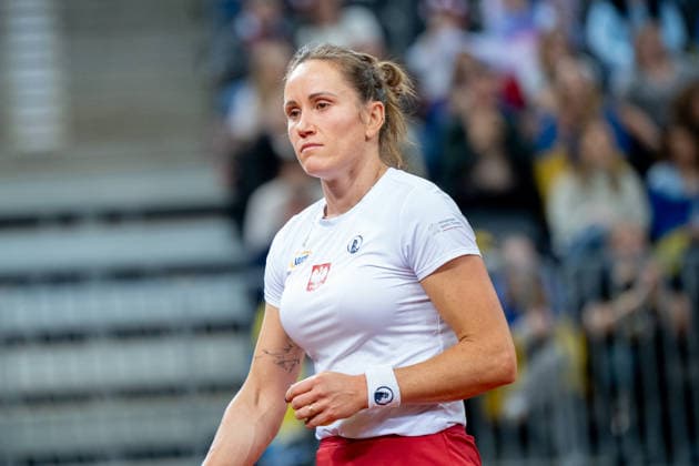 Katarzyna Kawa Vs Elina Svitolina - Billie Jean King Cup Qualifiers. Katarzyna Kawa of Poland competes in the Billie Jean King Cup Qualifiers, women s singles tennis match against Ukraine at the PreZero Arena in Gliwice, Poland, on April 10, 2026. Gliwice Poland  Copyright: xMarcinxGolbax originalFilename:golba-katarzyn260410_npC6e.jpg