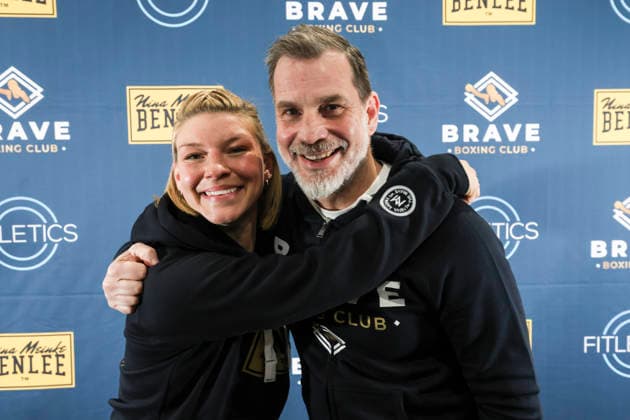 Boxen: Brave Boxing by Nina Meinke, Gym Eröffnung, Berlin, 10.04.2026 Nina Meinke und Trainer Kay Huste *** Boxing Brave Boxing by Nina Meinke, Gym opening, Berlin, 10 04 2026 Nina Meinke and trainer Kay Huste