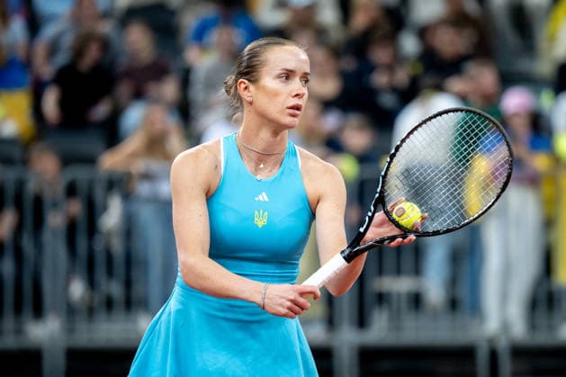 Katarzyna Kawa Vs Elina Svitolina - Billie Jean King Cup Qualifiers. Elina Svitolina of Ukraine competes in the Billie Jean King Cup Qualifiers, women s singles tennis match against Poland at the PreZero Arena in Gliwice, Poland, on April 10, 2026. Gliwice Poland  Copyright: xMarcinxGolbax originalFilename:golba-katarzyn260410_npT7T.jpg