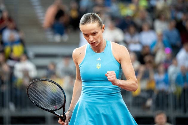 Katarzyna Kawa Vs Elina Svitolina - Billie Jean King Cup Qualifiers. Elina Svitolina of Ukraine competes in the Billie Jean King Cup Qualifiers, women s singles tennis match against Poland at the PreZero Arena in Gliwice, Poland, on April 10, 2026. Gliwice Poland  Copyright: xMarcinxGolbax originalFilename:golba-katarzyn260410_np0CN.jpg