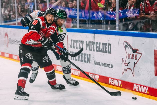 10.04.2026, xjmrgnx, Eishockey Penny DEL 1 2 Finale, Koelner Haie - Eisbären Berlin v.l. Zweikampf zwischen Tanner Kero (10, Koelner Haie) und Adam Smith (4, Eisbaeren Berlin) (DFL DFB REGULATIONS PROHIBIT ANY USE OF PHOTOGRAPHS as IMAGE SEQUENCES and or QUASI-VIDEO) Koeln *** 10 04 2026, xjmrgnx, Eishockey Penny DEL 1 2 Finale, Koelner Haie Eisbären Berlin v l Zweikampf zwischen Tanner Kero 10, Koelner Haie und Adam Smith 4, Eisbaeren Berlin DFL DFB REGULATIONS PROHIBIT ANY USE OF PHOTOGRAPHS as IMAGE SEQUENCES and or QUASI VIDEO Koeln