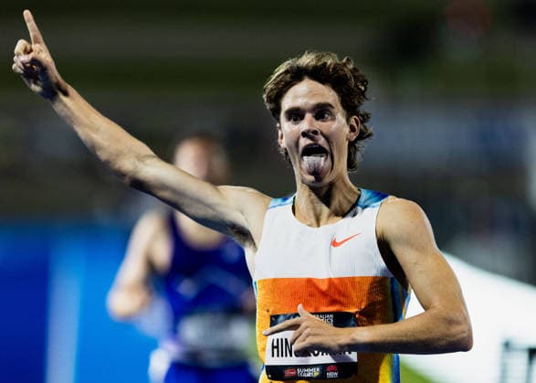 April 10, 2026, Sydney, Nsw, Australia: ANGUS HINCKSMAN of South Australia celebrates winning the Men s PA 1500m final during the 2026 Australian Athletics Championships. Sydney Australia - ZUMAt173 20260410_zsp_t173_005 Copyright: xStephanexThomasx