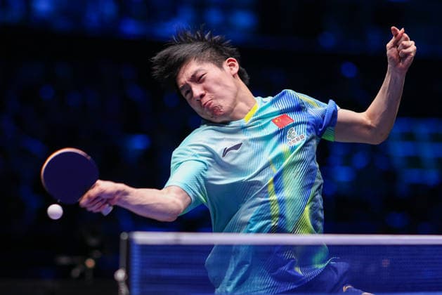TAIYUAN, CHINA - APRIL 11: Wen Ruibo of China competes in the Men s Singles Quarterfinal match against Hiroto Shinozuka of Japan on day 5 of WTT Contender Taiyuan 2026 at Taiyuan Binhe Sports Center on April 11, 2026 in Taiyuan, Shanxi Province of China.  Copyright: xVCGx 111634091770
