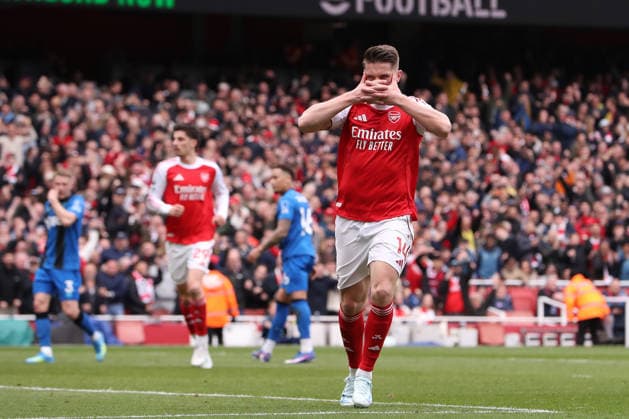 11th April 2026; Emirates Stadium, London, England; Premier League Football, Arsenal versus Bournemouth; Viktor Gyokeres of Arsenal celebrates his goal from a penalty kick in the 35th minute for 1-1 KatiexChan