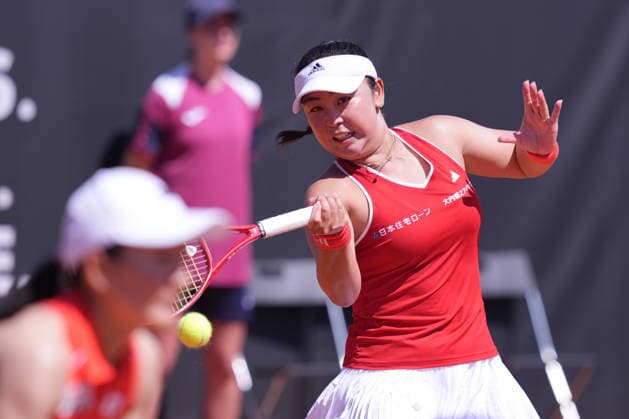 Eri Hozumi during the Billy Jean King Cup tennis match betweenJasmine Paolini Sara Errani (ITA) vs Eri Hozumi Shuko Aoyama (JPN) at the Velletri™s stadium, Italy - Saturday April 11, 2026 - Tennis ( Photo by Alfredo Falcone LaPresse )  Copyright: xAlfredoxFalcone LaPressex
