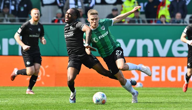 11 04 2026 Soccer Season 2025 2026 2 Soccer Bundesliga 29 Matchday SC Preußen Preussen Münster SCP SpVgg Greuther Fürth SGF Kleeblatt Sportfoto Zink xwoxzix DFL regulations prohibit any use of photographs as image sequences and or quasi video only for editorial use Noel Futkeu 9, SpVgg Greuther Fürth Jano ter Horst 27, Preußen Münster