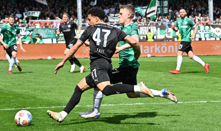 11 04 2026 Soccer Season 2025 2026 2 Soccer Bundesliga 29 Matchday SC Preußen Preussen Münster SCP SpVgg Greuther Fürth SGF Kleeblatt Sportfoto Zink xwoxzix DFL regulations prohibit any use of photographs as image sequences and or quasi video only for editorial use Sayfallah Ltaief 47, SpVgg Greuther Fürth Jano ter Horst 27, Preußen Münster