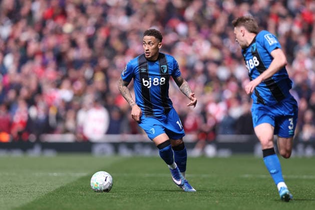 11th April 2026; Emirates Stadium, London, England; Premier League Football, Arsenal versus Bournemouth; Marcus Tavernier of Bournemouth on the ball KatiexChan