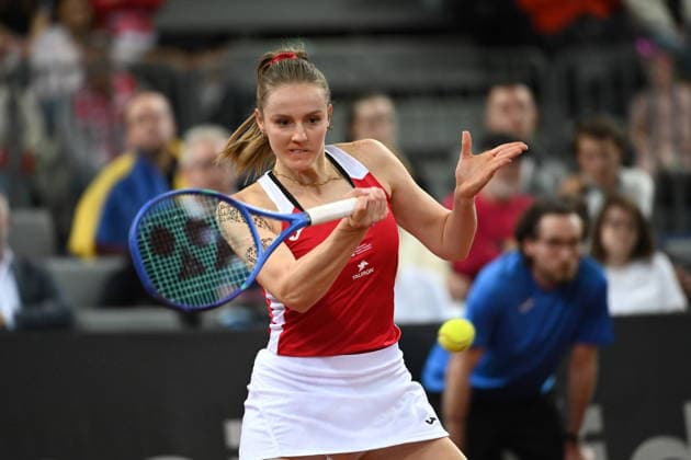 GLIWICE 11.04.2026 TENIS ZIEMNY BILLIE JEAN KING CUP MECZ POLSKA - UKRAINA BILLIE JEAN KING CUP TENNIS MATCH: POLAND - UKRAINE MARTYNA KUBKA FOT. KRZYSZTOF HELIOS 400MM NEWSPIX.PL --- newspix.pl 