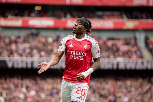 LONDON, ENGLAND - APRIL 11: Noni Madueke of Arsenal during the Premier League match between Arsenal and Bournemouth at Emirates Stadium on April 11, 2026 in London, England.  Copyright: xPedroxPorru MBxMediax