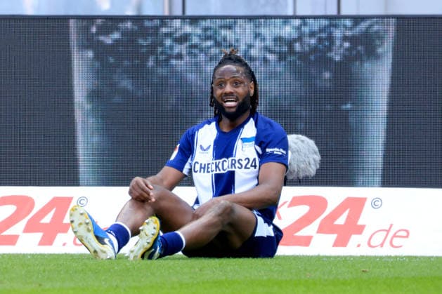 DEU, DFL, 2 FBL, Hertha BSC vs 1 FC Kaiserslautern, 11 04 2026, Berliner Olympiastadion, Berlin, DEU, DFL, 2 FBL, Hertha BSC vs 1 FC Kaiserslautern, im Bild Deyovaisio Zeefuik Hertha BSC Berlin 42 DFL regulations prohibit any use of Photographs as image sequences and or quasi video nordphotoxGmbHx xEngler nph00076