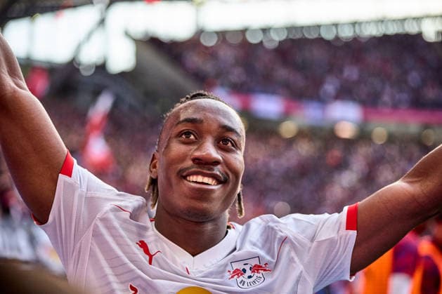 11.04.2026, Fußball, Männer, Bundesliga, 2025 2026, RB Leipzig - Borussia Mönchengladbach Yan Diomande (49, RB Leipzig), Jubel nach 1:0 Leipzig Red Bull Arena Sachsen Deutschland *** 11 04 2026, Football, Men, Bundesliga, 2025 2026, RB Leipzig Borussia Mönchengladbach Yan Diomande 49, RB Leipzig , Cheering after 1 0 Leipzig Red Bull Arena Saxony Germany