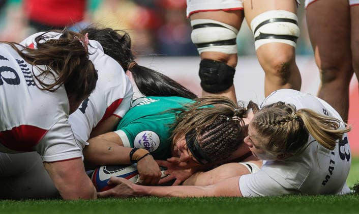 2026 Guinness Women s Six Nations Championship Round 1, Allianz Stadium, Twickenham, England 11 4 2026 England vs Ireland Ireland s Erin King scores her sides second try of the match Erin King scores her sides second try of the match 11 4 2026  Copyright: x INPHO LaszloxGeczox 0N8A1662