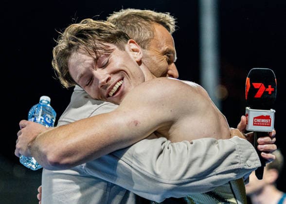 April 11, 2026, Sydney, Nsw, Australia: LACHLAN KENNEDY of Queensland celebrates after winning the menÃ¢â‚¬â ¢s 100m final in 9.96 seconds at the 2026 Australian Athletics Championships. Australian Athletics Championships 2026  - ZUMAt173 20260411_zsp_t173_011 Copyright: xStephanexThomasx