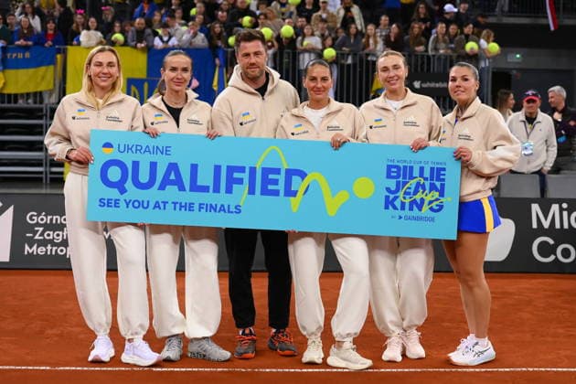 GLIWICE 11.04.2026 TENIS ZIEMNY BILLIE JEAN KING CUP MECZ POLSKA - UKRAINA BILLIE JEAN KING CUP TENNIS MATCH: POLAND - UKRAINE MARTA KOSTJUK ELINA SWITOLINA REPREZENTACJA UKRAINY ILIA MARCZENKOLUDMILA KICZENOKNADIJA KICZENOK FOT. KRZYSZTOF HELIOS 400MM NEWSPIX.PL --- newspix.pl 