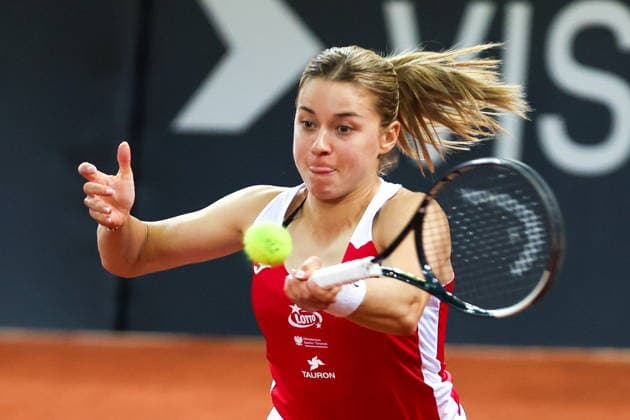 2026.04.11 Gliwice Tenis Billie Jean King Cup mecz kwalifikacyjny Polska - Ukraina N z Maja Chwalinska mecz gry podwojnej (doubles match) Foto Sebastian Sienkiewicz PressFocus 2026.04.11 Gliwice Tennis Billie Jean King Cup Qualifiers Match Poland - Ukraine Maja Chwalinska mecz gry podwojnej (doubles match) Credit: Sebastian Sienkiewicz PressFocus NEWSPIX.PL --- newspix.pl 