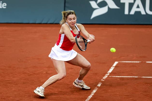 2026.04.11 Gliwice Tenis Billie Jean King Cup mecz kwalifikacyjny Polska - Ukraina N z mecz gry podwojnej (doubles match) Maja Chwalinska Foto Sebastian Sienkiewicz PressFocus 2026.04.11 Gliwice Tennis Billie Jean King Cup Qualifiers Match Poland - Ukraine mecz gry podwojnej (doubles match) Maja Chwalinska Credit: Sebastian Sienkiewicz PressFocus NEWSPIX.PL --- newspix.pl 