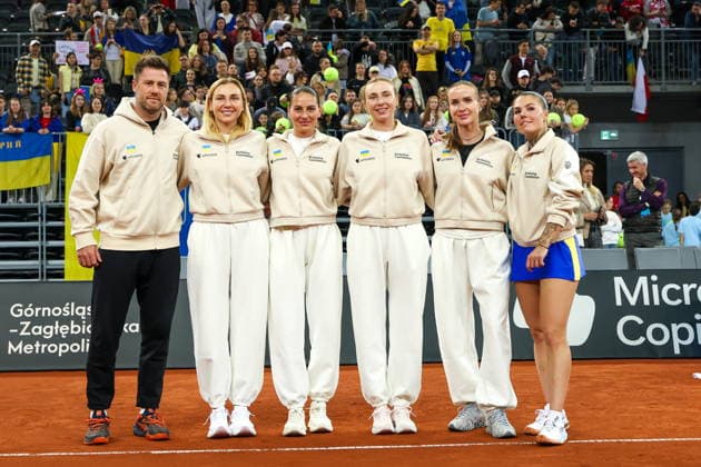 2026.04.11 Gliwice Tenis Billie Jean King Cup mecz kwalifikacyjny Polska - Ukraina N z Elina Svitolina, Marta Kostyuk, Oleksandra Oliynykova, Lyudmyla Kichenok, Nadiia, Kichenok, Illya Marchenko Foto Sebastian Sienkiewicz PressFocus 2026.04.11 Gliwice Tennis Billie Jean King Cup Qualifiers Match Poland - Ukraine Elina Svitolina, Marta Kostyuk, Oleksandra Oliynykova, Lyudmyla Kichenok, Nadiia, Kichenok, Illya Marchenko Credit: Sebastian Sienkiewicz PressFocus NEWSPIX.PL --- newspix.pl 