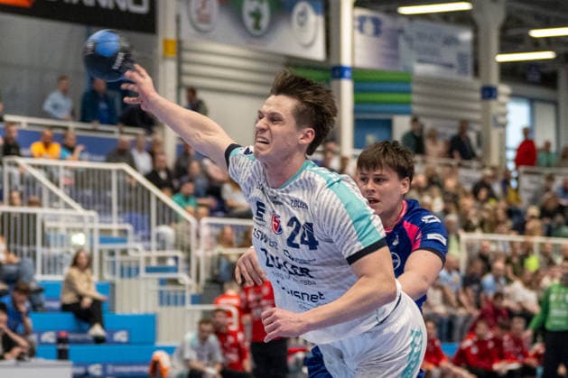 Maxim Orlov SG BBM Bietigheim, 24 on throw TSV Bayer Dormagen vs SG BBM Bietigheim, Handball, 2 HBL, Matchday 27, Season 2025 2026, 11 04 2026 TSV Bayer Dormagen vs SG BBM Bietigheim, Handball, 2 HBL, Matchday 27, Season 2025 2026, 11 04 2026 Dormagen Copyright: xEibner-Pressefoto ThomasxHaeslerx EP_THR