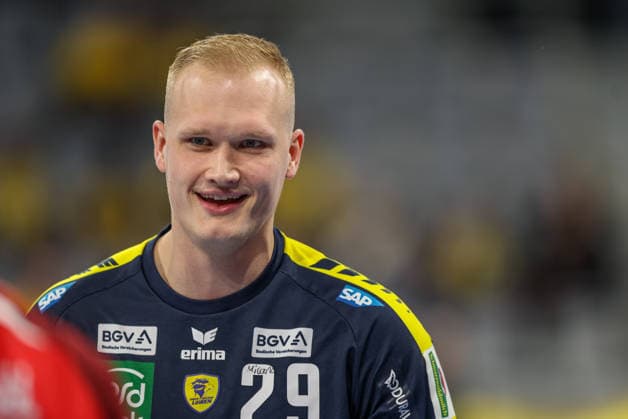 GER, Mannheim, Rhein Neckar Löwen vs Flensburg Handewitt, Daikin Handball Bundesliga, Handball, HBL, Season 2025 2026, SAP Arena, 28 Matchday in picture David Späth RheinNeckar Löwen 29 DFB DFL REGULATIONS PROHIBIT ANY USE OF PHOTOGRAPHS AS IMAGE SEQUENCES AND OR QUASI VIDEO, 11 04 2026 Copyright: HMBxMedia HendrikxHamelau