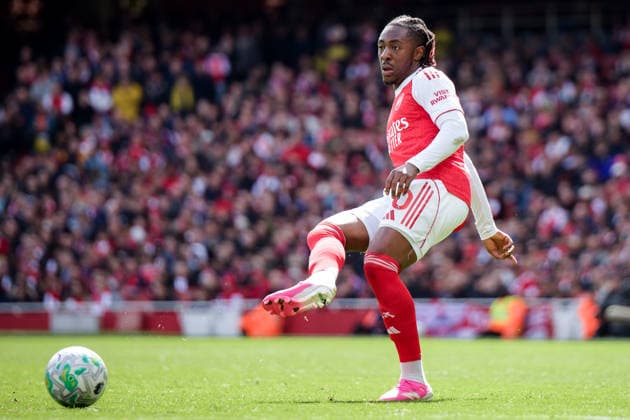 LONDON, ENGLAND - APRIL 11: Eberechi Eze of Arsenal in action during the Premier League match between Arsenal and Bournemouth at Emirates Stadium on April 11, 2026 in London, England.  Copyright: xPedroxPorru MBxMediax