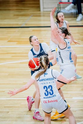 BB 1BL Women Syntainics MBC Lions BC Pharmaserv Marburg Anna Alborova GISA Lions MBC during the 2025 2026 season in the semi-final playoff in game 1 of 5 in the DBBL Toyota Bundesliga Syntainics MBC Lions and BC Pharmaserv Marburg at the SWH Arena on April 11, 2026 in Halle Saale, Sachsen Anhalt, Germany