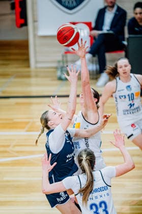 BB 1BL Women Syntainics MBC Lions BC Pharmaserv Marburg Anna Alborova GISA Lions MBC during the 2025 2026 season in the semi-final playoff in game 1 of 5 in the DBBL Toyota Bundesliga Syntainics MBC Lions and BC Pharmaserv Marburg at the SWH Arena on April 11, 2026 in Halle Saale, Sachsen Anhalt, Germany