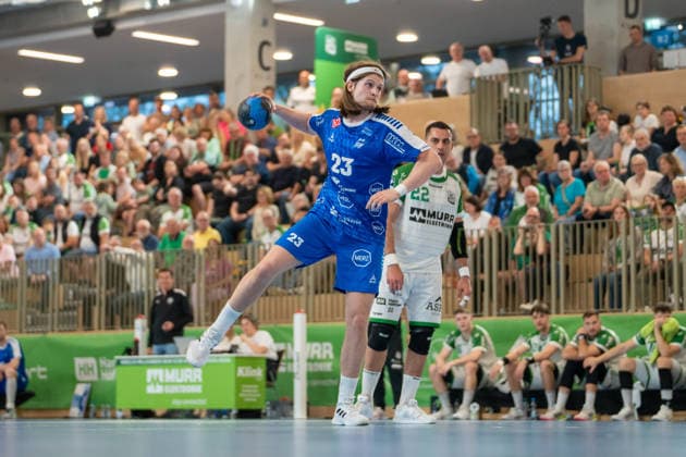 Handball I Men I Season 2025 2026 I 2 Bundesliga I 27 Matchday I HC Oppenweiler Backnang Dessau Roßlauer HV I 11 04 2026 Mika Schüler 23, Dessau Roßlauer HV 06 at the seven-meter Backnang Murrtal Arena Baden Württemberg Germany Copyright: xLobeca MaxxPetershansx
