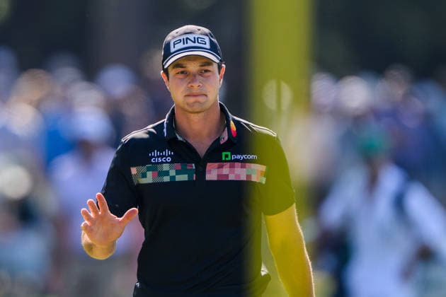 260411 Viktor Hovland of Norway during the third round of the 2026 Masters Golf Tournament on April 11, 2026 in Augusta Photo Petter Arvidson BILDBYRAN kod PA PA1195 golf masters bbeng the masters augusta  Copyright: PETTERxARVIDSON BB260411PA032